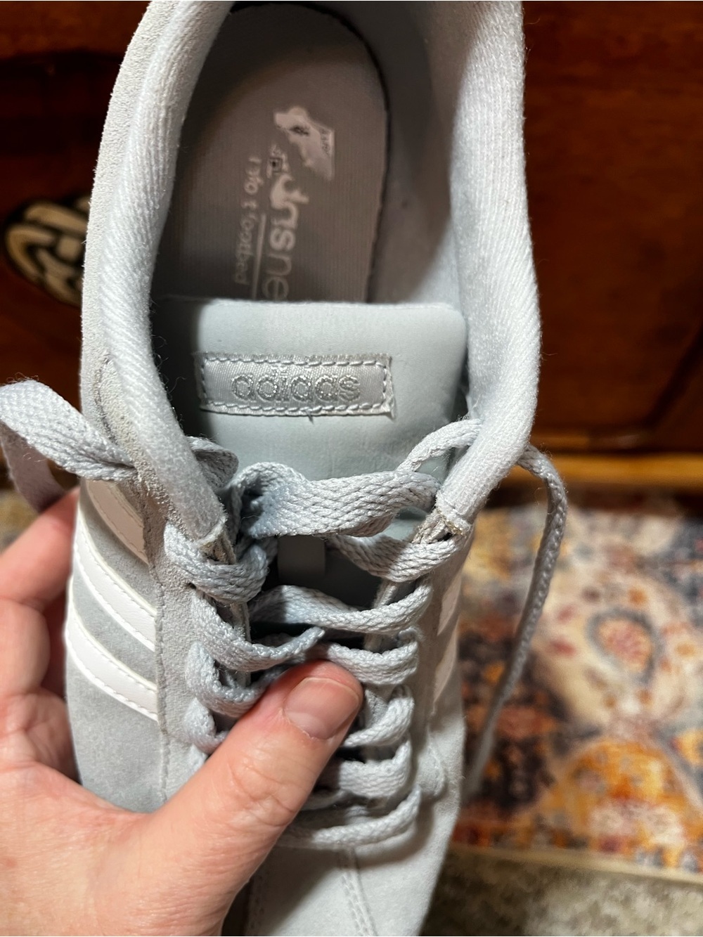adidas Gray Suede Low-Top Sneakers with White Stripes womens 8.5 - Picture 11 of 11